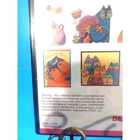 Laurel Burch Fantastic Felines Vtg 2002 NIP Studio Bernina 766 Embroidery Card - Picture 7 of 11